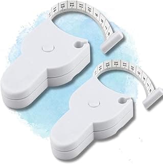 Kit de 2 fitas métricas automáticas retráteis brancas para medição corporal, com trava inteligente e escala de 1 a 150.