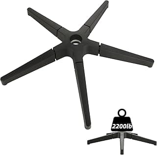 Base de cadeira de escritório preta com design de estrela, 2200g, vista frontal e lateral