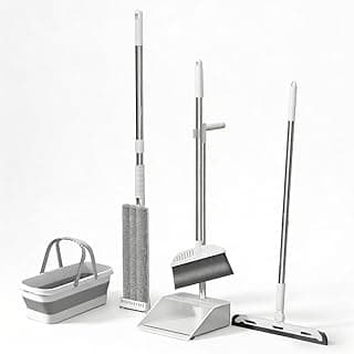 Kit Completo de Limpeza Doméstica com Esfregão, Rodo, Vassoura, Pá de Lixo, Cesto e Panos de Limpeza para Uso Diário