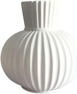 Vaso decorativo branco com design ondulado para decoração de interiores
