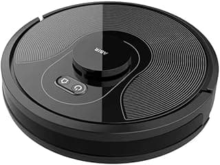 Robô Aspirador Abir X8 preto com marca visível e botões de controle.
