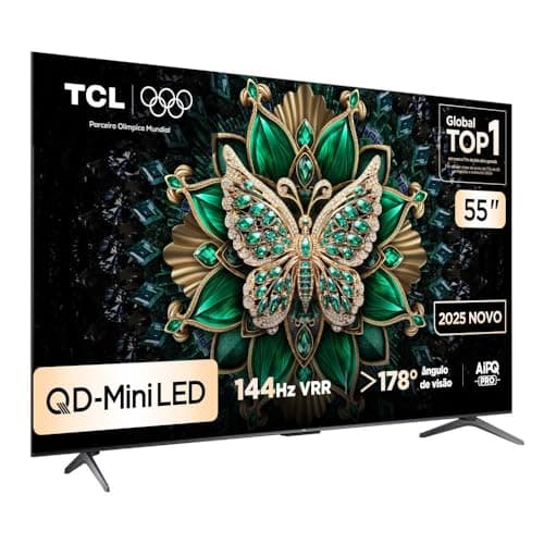 Smart TV TCL 55 polegadas QLED Mini LED 4K com suporte de metal