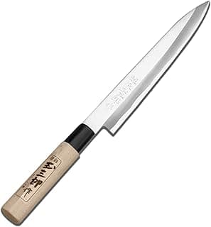 Faca de chef japonesa Tamasaburo de 8 polegadas com cabo de madeira e punho preto