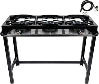 Fogão Industrial 3 Bocas Alta Pressão com Kit Gás, Preto