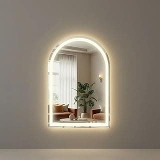 Espelho de arco meio corpo com iluminação LED em três cores e tela sensível ao toque