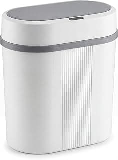 Lixeira Automática 12L com Sensor IR e Abertura por Toque Lateral, 2 Modos Simultâneos, 0,3s, Fechamento Silencioso, Slim 15cm, Anti-odor, Banheiro, Escritório e Cozinha