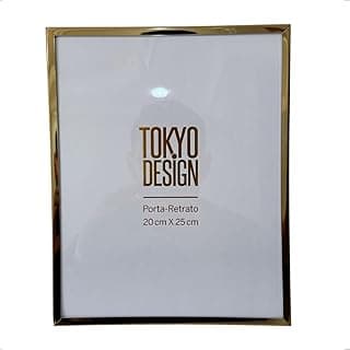 Porta retrato Tokyo Design, 20x25 cm, aço inox dourado, para mesa e estante