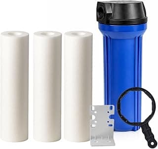 Kit de filtro de água com filtro principal azul e três cartuchos brancos