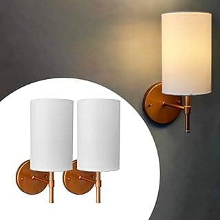 Kit 2 Arandelas de Parede Clássica Nayara Cobre com Cúpula Branca