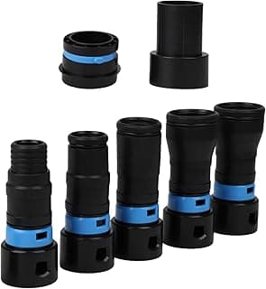 Sete adaptadores de mangueira de aspirador de pó em preto e azul