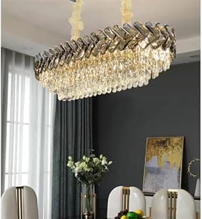 Luminária de cristal dourado clássica para sala de jantar, 80x35cm, 10 bocais E14