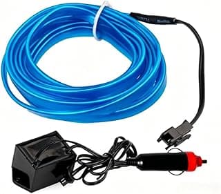 Fita LED neon azul de 2m para iluminação automotiva, controlador e adaptador incluídos