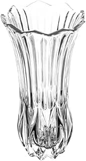 Vaso de vidro transparente em formato de tulipa, 12,5cm x 12,5cm x 22,5cm