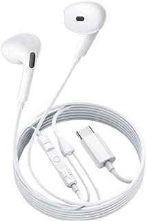 Fone de Ouvido com Fio USB-C, Intra-auricular, Branco, com Microfone, compatível com Smartphones, Tablets e Laptops