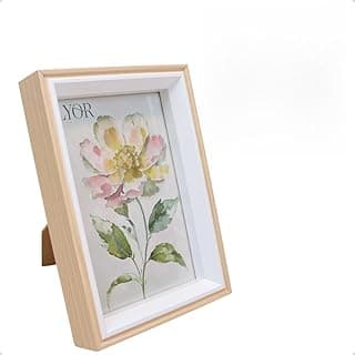 Porta retrato decorativo MDF branco 10x15cm com flor aquarela rosa e amarela