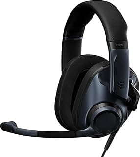 Fone de ouvido EPOS H6Pro preto com microfone, design leve sobre a orelha