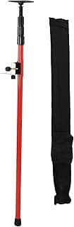 Pólo telescópico vermelho e preto com base giratória e adaptador superior