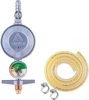 Kit Regulador Gás Manômetro Aliança com Mangueira e Grampos