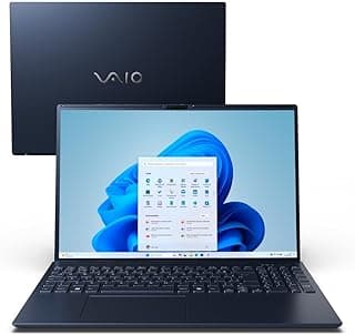 Notebook VAIO FE16 cinza grafite aberto com tela Windows 11
