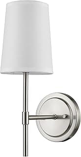 Arandela de parede Globe Electric Clarissa com sombra de tecido branco e estrutura de níquel escovado