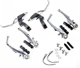 FREIO V-BRAKE COM MAÇANETA DE ALUMINIO PRATA P/BICICLETA