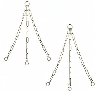 Kit de duas correntes triplas douradas de 34 cm para pendurar vasos de plantas