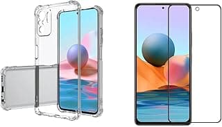 Capa transparente anti-choque para Xiaomi Redmi Note 10 Pro/Max com película de vidro 3D