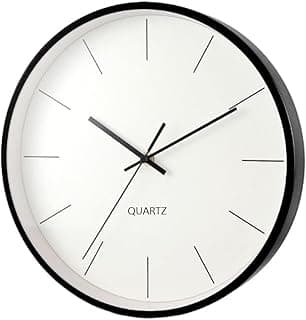Relogio de parede silencioso branco e preto 30cm