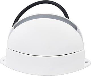 Luminária LED de alumínio branca com cabo preto, design curvo, fundo branco