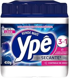 Detergente Ype em pó para lava-louças com secante 450g, controle de odor e secagem