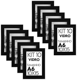 Kit 10 molduras pretas para porta retratos 10x15 cm