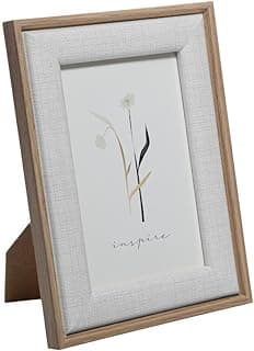 Porta-retrato de MDF branco 10cm x 15cm com moldura de madeira e texto 'inspire'.
