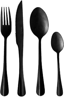 Conjunto de talheres pretos elegantes de aço inoxidável