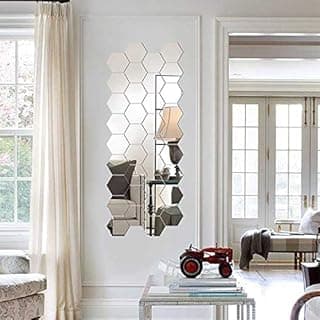 Espelho Decorativo Hexagonal em Acrílico Espelhado Prata - 10 peças