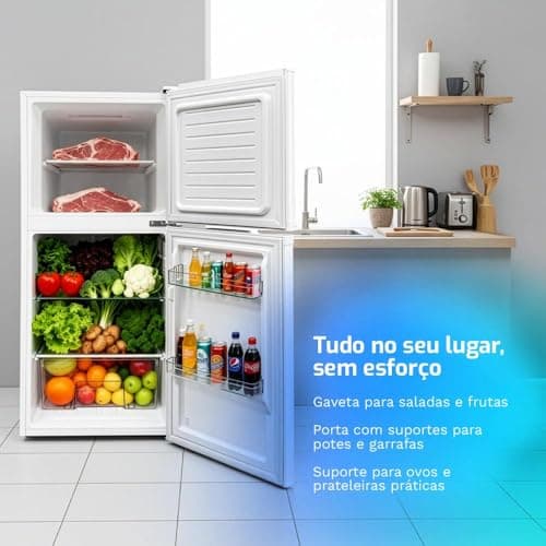 Geladeira Refrigerador Compacto HQ 140L Duplex Defrost, Baixo Consumo A+++ Branco HQ-140RDF (220, Volts)