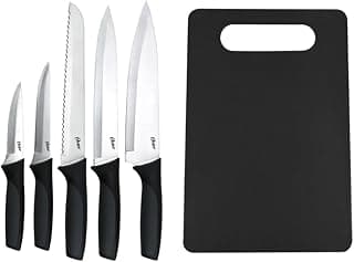 Jogo de facas e tábua de corte Oster Braddock 6 peças com lâminas de aço inoxidável e cabos ergonômicos