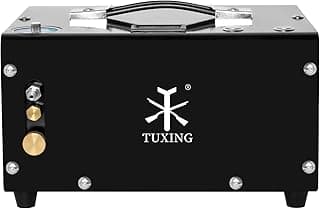 Compressor TUXING PCP 4500Psi, preto, ângulo frontal com logotipo TUXING.