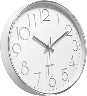Relógio de Parede Decorativo 25 cm Silencioso Quartz Analógico | Sala, Cozinha, Escritório, Home Office | Design Moderno | Ponteiros em Metal e Visor de Vidro (PRATA)