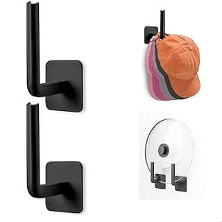 Kit de suporte para bonés adesivo de parede, kit com 2 ganchos pretos, instalação sem furadeira.