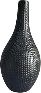 Vaso decorativo preto minimalista com textura perfurada