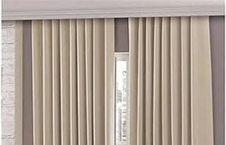 Cortina blackout bege PVC 2,80m x 2m instalada em janela