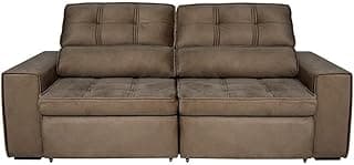 Sofá retrátil e reclinável Bugatti II de 5 lugares em veludo plush cor tabaco, 251cm de largura