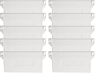 Dez placas de base de ripas de plástico branco para persianas, empilhadas em duas colunas.