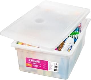 Caixa organizadora plástica branca Sanremo Max com tampa transparente aberta