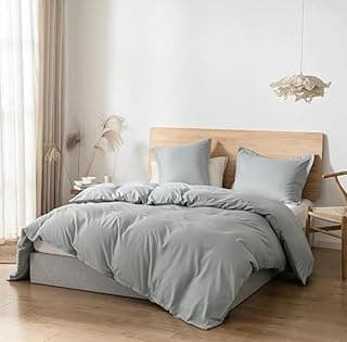 Edredom cinza de 400 fios para cama de casal, 220 x 240 cm, com zíper, em fundo neutro.