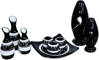 Conjunto de nove vasos de cerâmica modernos em preto e branco para decoração de sala