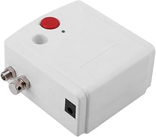 Mini compressor de ar para aerógrafo 55-W Lorben, branco, com botão vermelho, entrada e saída de ar