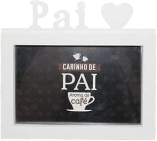 Porta retrato branco com decoração de coração e frase 'Carinho de Pai' para Dia dos Pais