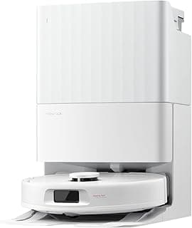 Robô aspirador de pó branco roborock QR 798 com esfregão giratório, vista frontal