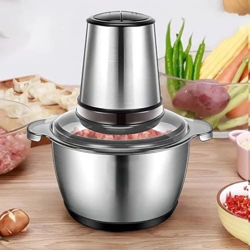 Moedor elétrico potente alimentos 400W carnes picador legumes temperos processador triturador multiprocessador inox 2L